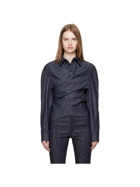 Indigo Wrapped Chambray  Shirt