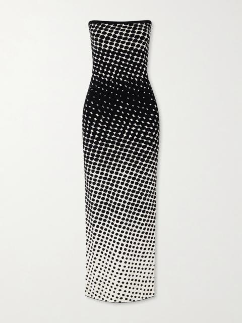 Strapless Polka-dot Knitted Maxi Dress