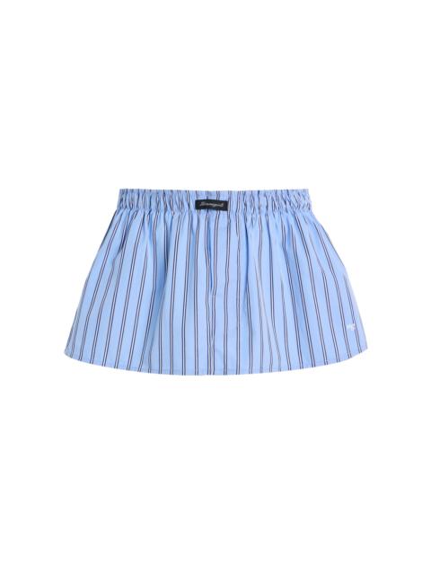 Striped Cotton Mini Boxer Skirt blue