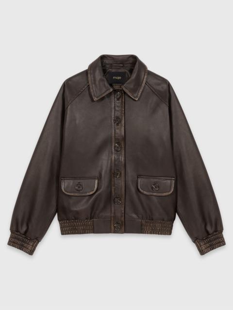 Cropped leather jacket