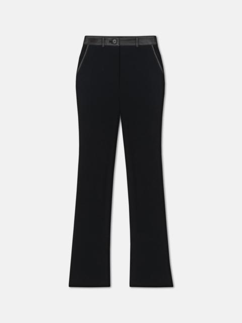 Leather-Trimmed Ribbed-Jersey Pants