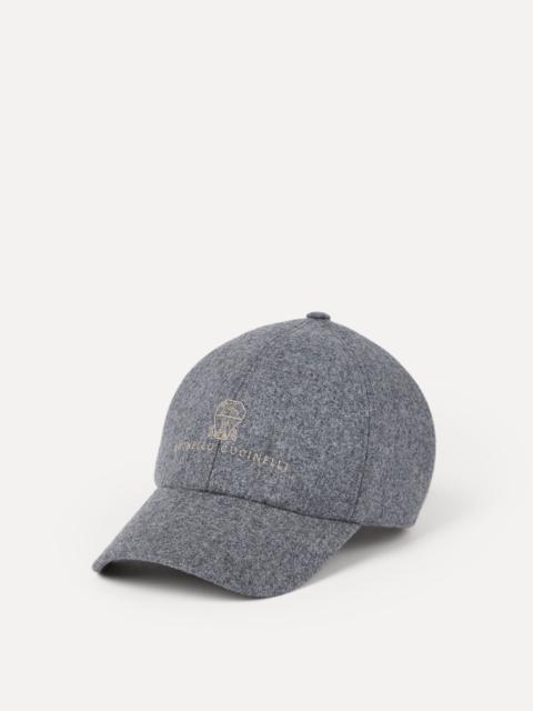 Virgin wool flannel baseball cap with embroidered logo