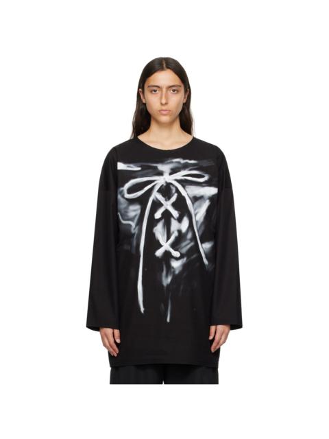 Black Raw Edge Long Sleeve T-Shirt