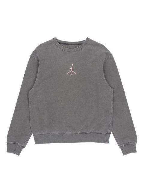 Men's Air Jordan As J Flt Hrtg Flc Crew Embroidered Logo Sports Knit Pullover Round Neck Autumn Dark