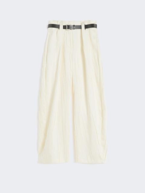 Low-waisted wide trousers in satin - ivory