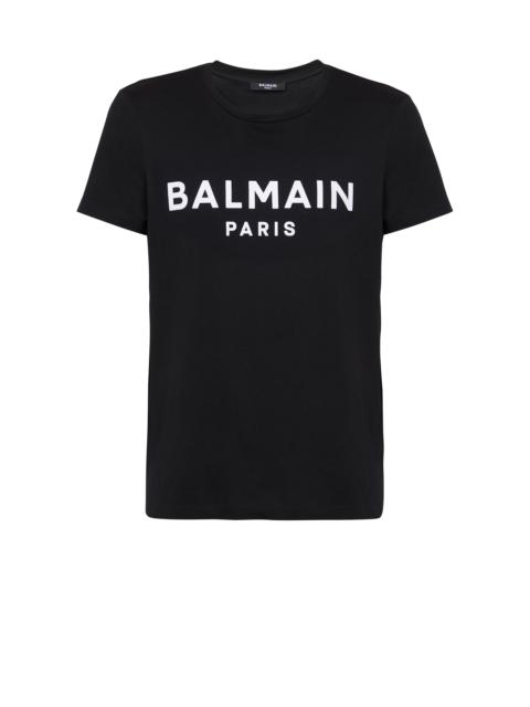 Cotton T-shirt with flocked Balmain medallion