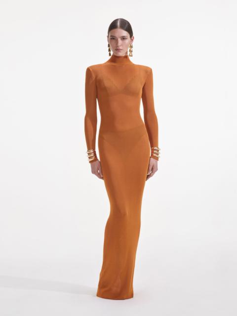 Tan Viscose Knit Maxi Dress
