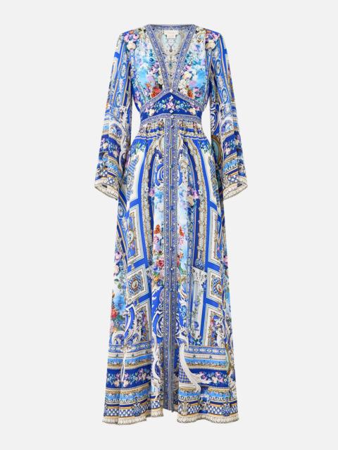 KIMONO SLEEVE DRESS WITH SHIRRING DETAIL