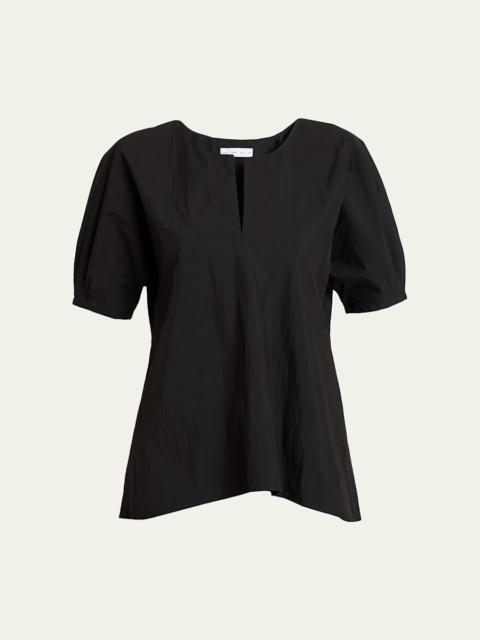 Tia Puff-Sleeve Parachute Cotton Blouse