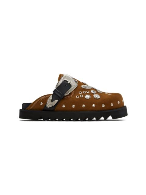SSENSE Exclusive Khaki Eyelet Metal Sabot Loafers