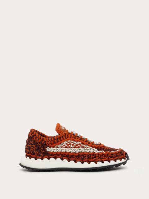 VALENTINO GARAVANI CROCHET SNEAKER IN FABRIC