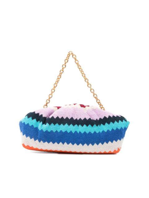 zigzag-woven chain-strap clutch bag