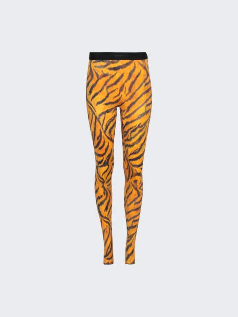 Tiger Printed Jersey Leggings Medium Orange