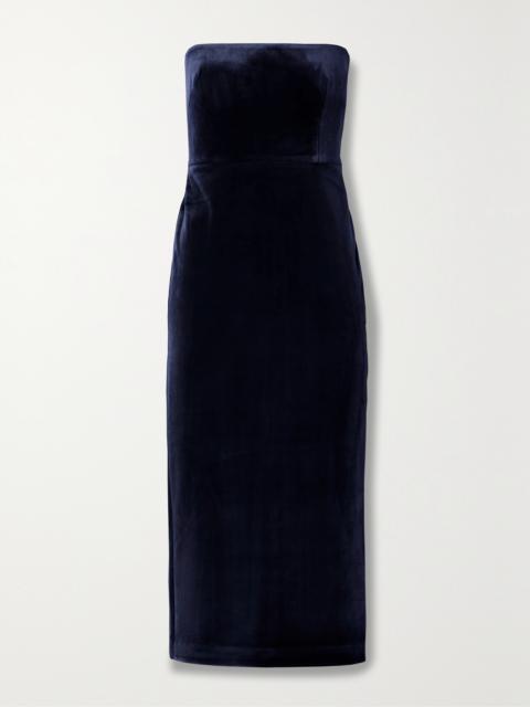 Strapless Velvet Midi Dress