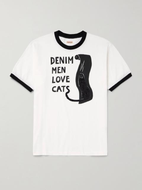 Flocked Printed Cotton-Jersey T-Shirt White