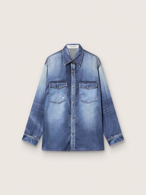 Women's oversized shirt with a lived-in denim effect