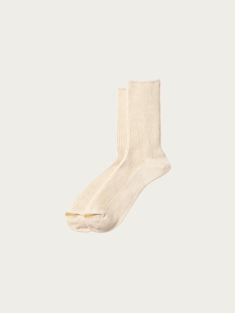 Washi/Recycled Cotton Rib Crew Socks - Raw