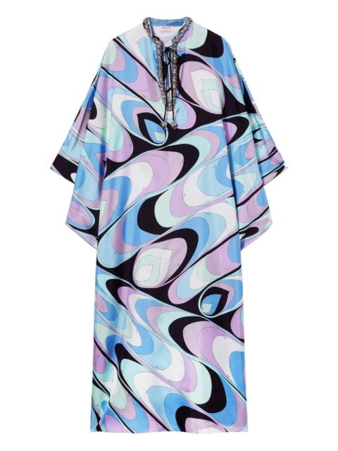 onde-print silk-twill dress