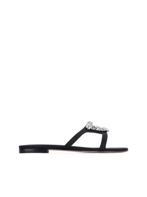 Trinamu crystal-embellished satin flat sandals