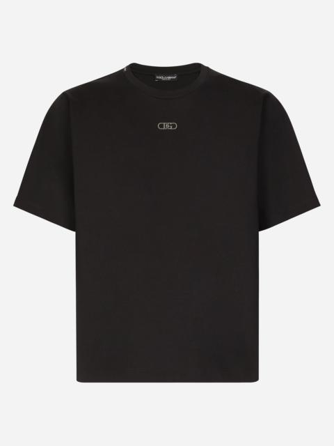 Cotton T-shirt with metal logo