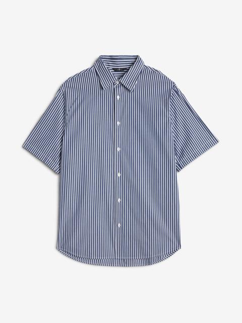 Short Sleeve Poplin Shirt in Navy Stripe