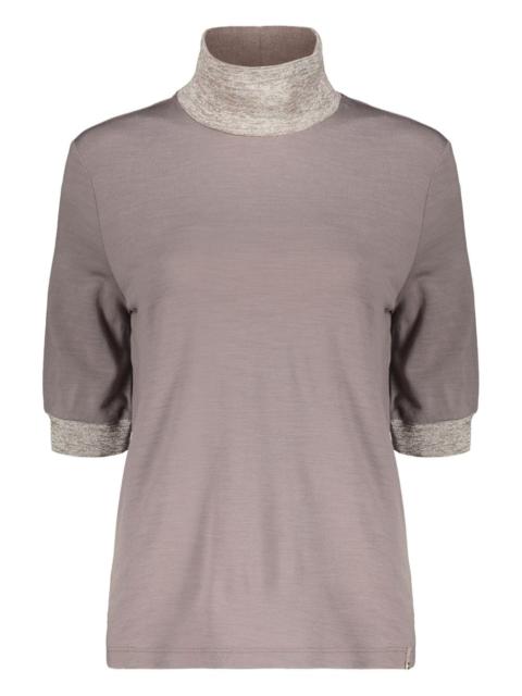 short-sleeve mock-neck top