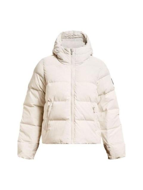 (WMNS) Under Armour ColdGear Infrared Down Hooded Jacket 'Beige' 1378861-112