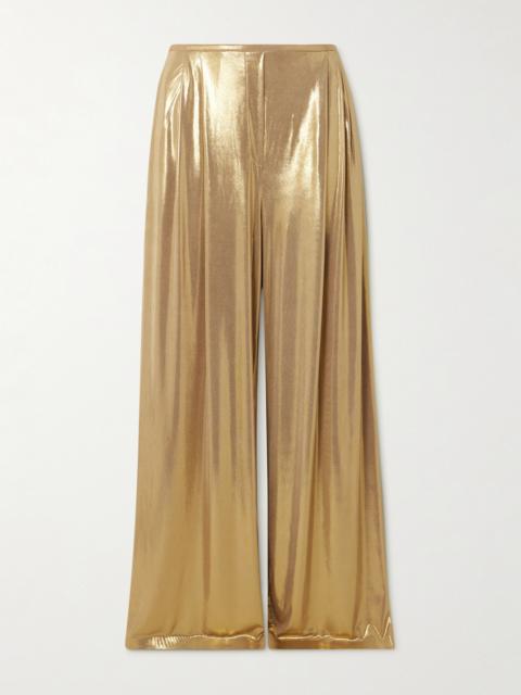 Pleated Stretch-lamé Wide-leg Pants