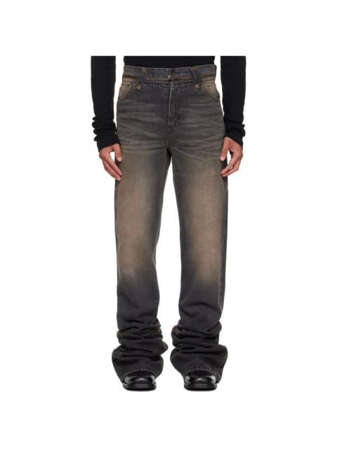 Black & Brown Fitted Jeans