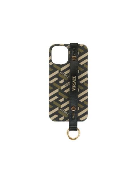 Versace Coated Canvas La Greca iPhone 12 Case Green