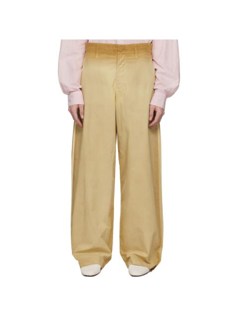 Beige Pinch Seam Garment Dye Trousers