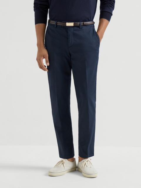 Garment-dyed Italian fit trousers in American Pima comfort cotton gabardine