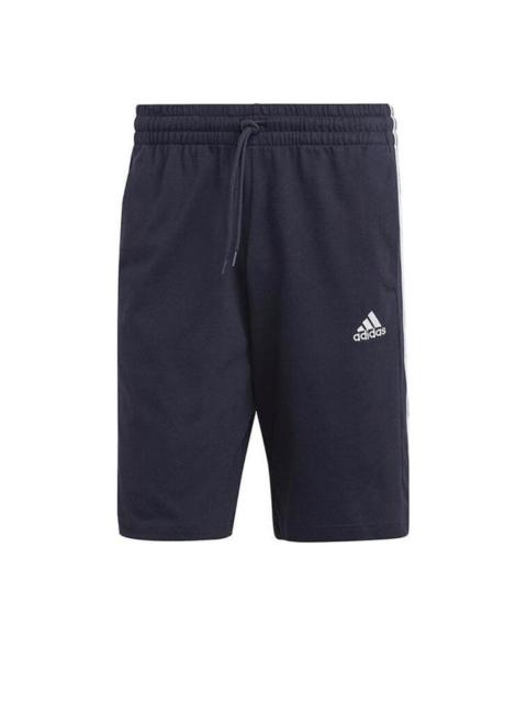 adidas Essentials Single Jersey 3-Stripes Shorts Asia Sizing 'Black White' IC9383