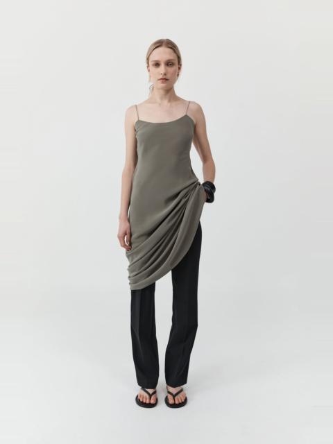 Silk Slip Dress - Smokey Olive