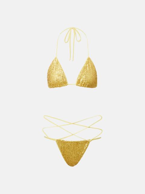 Criss Cross sequined bikini
