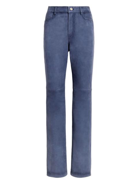 high-waisted leather trousers