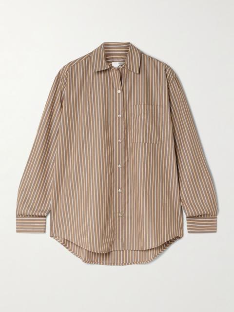 Yoshi striped cotton and Lyocell-blend poplin shirt Light brown