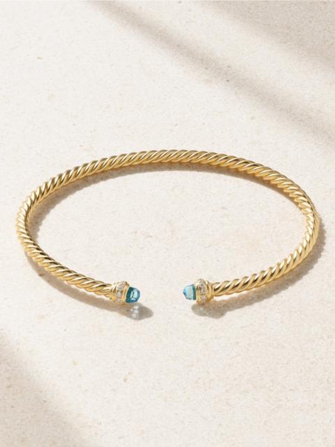 Classic Cablespira 18-karat Gold, Topaz And Diamond Cuff