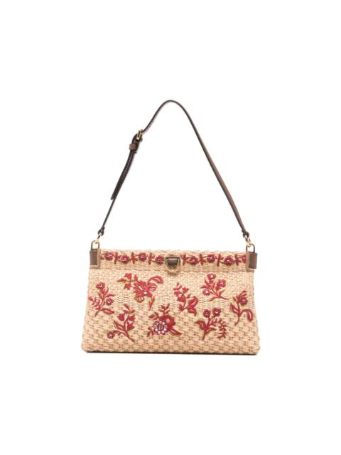 floral-embroidered clutch bag