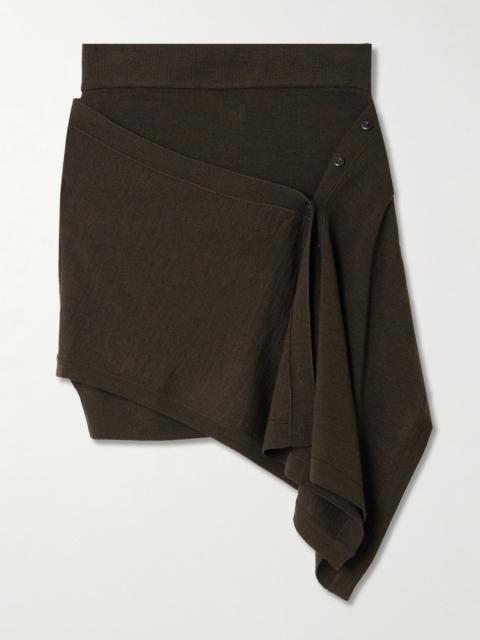 Asymmetric Draped Wool-blend Skirt
