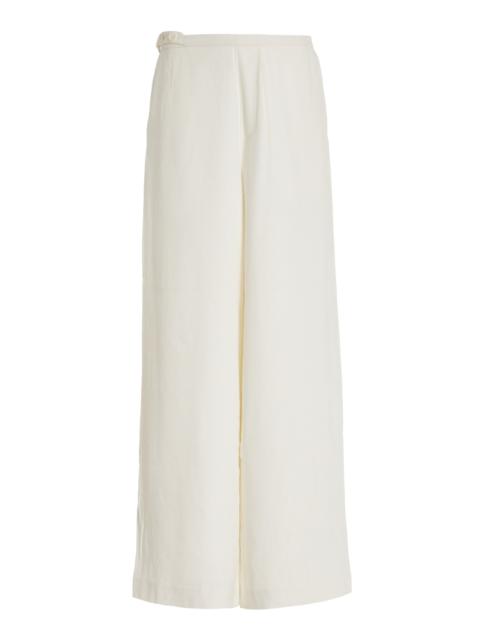 Dorian Linen-Blend Wide-Leg Pants ivory