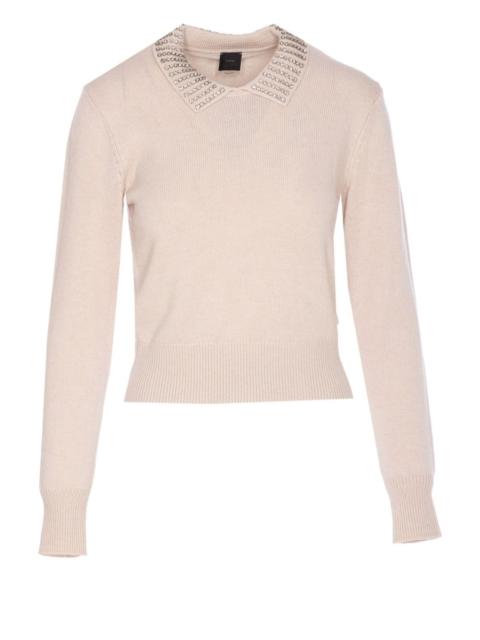 crystal-collar crewneck sweater