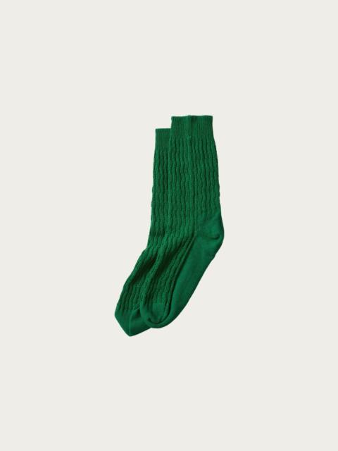 Folk Crochet Socks - Green