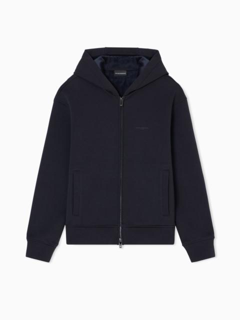 ASV LYOCELL-BLEND BONDED JERSEY ZIP-UP SWEATSHIRT WITH HOOD