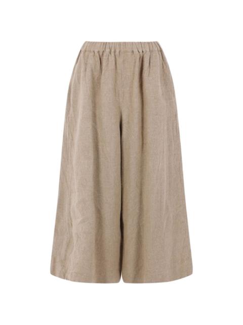 elasticated-waist linen trousers