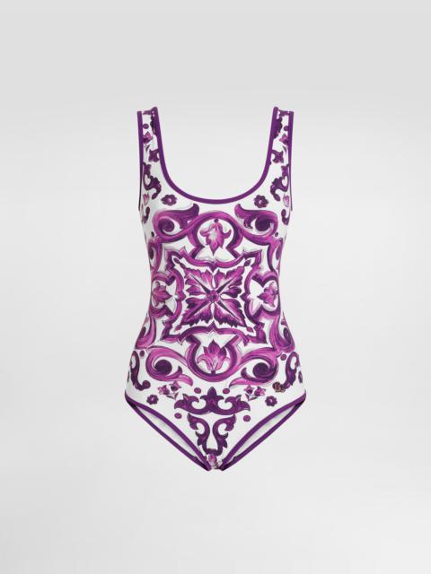 Majolica-print one-piece swimsuit