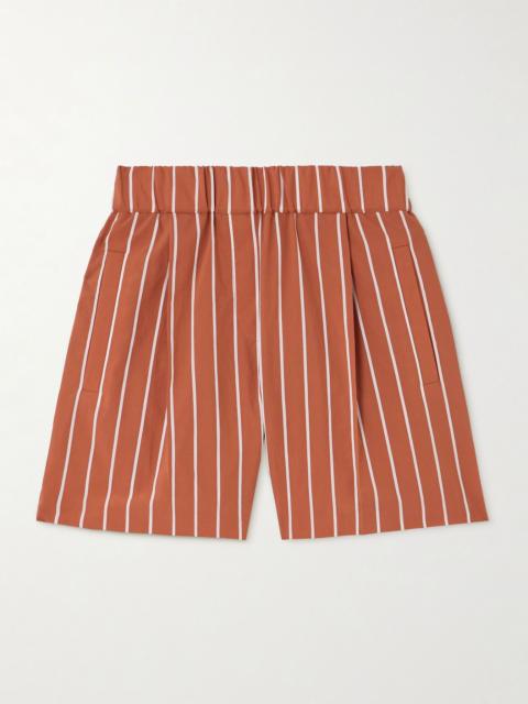 Striped cotton-blend poplin shorts Orange