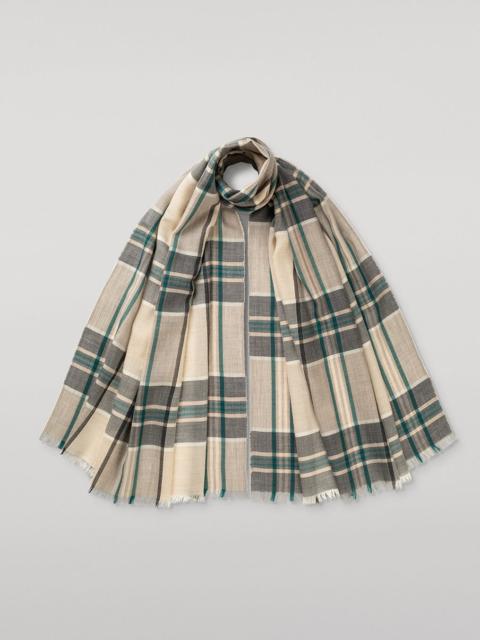 Orton Neutral Crammed Tartan Cashmere Scarf