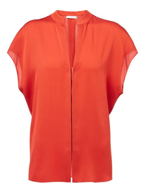 cap-sleeve placket blouse