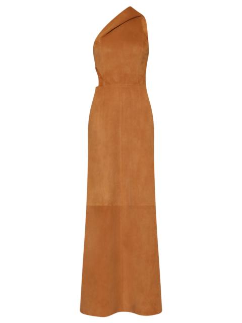 Kallen Hoodie Maxi Dress In Cashew Suede